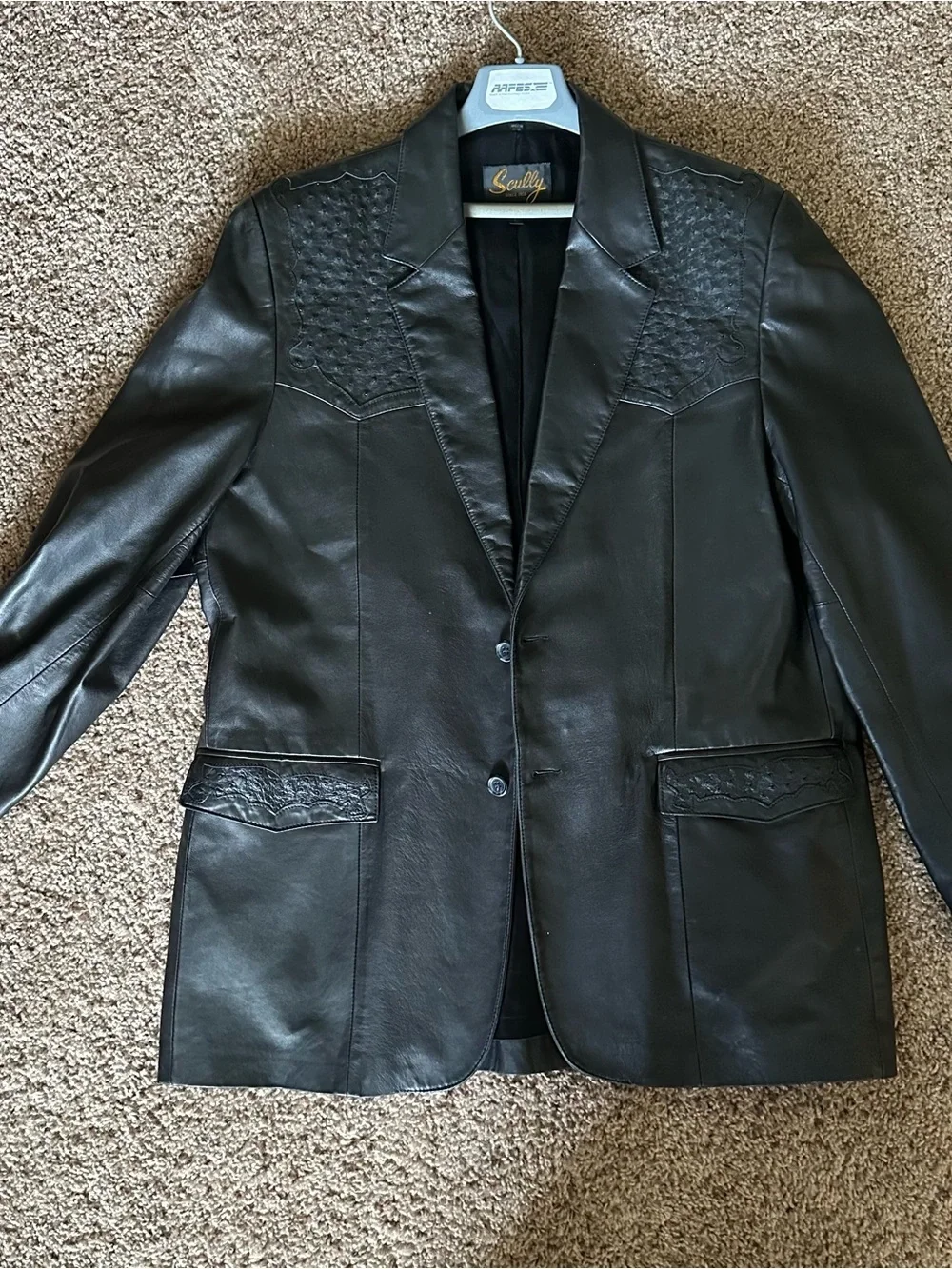 Scully Men's Black Leather Western-Style Blazer - Picture 1 of 5